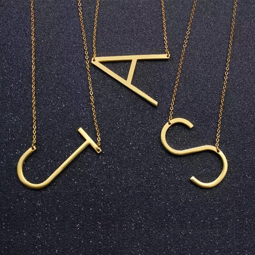 Gold Initial Pendant Necklace Letter O - Picture 3 of 8
